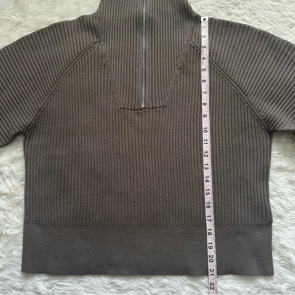 Varley Sweater Reid Half-Zip Knit Pullover Balloon Sleeves Boxy Gravity Sage M - Picture 13 of 14